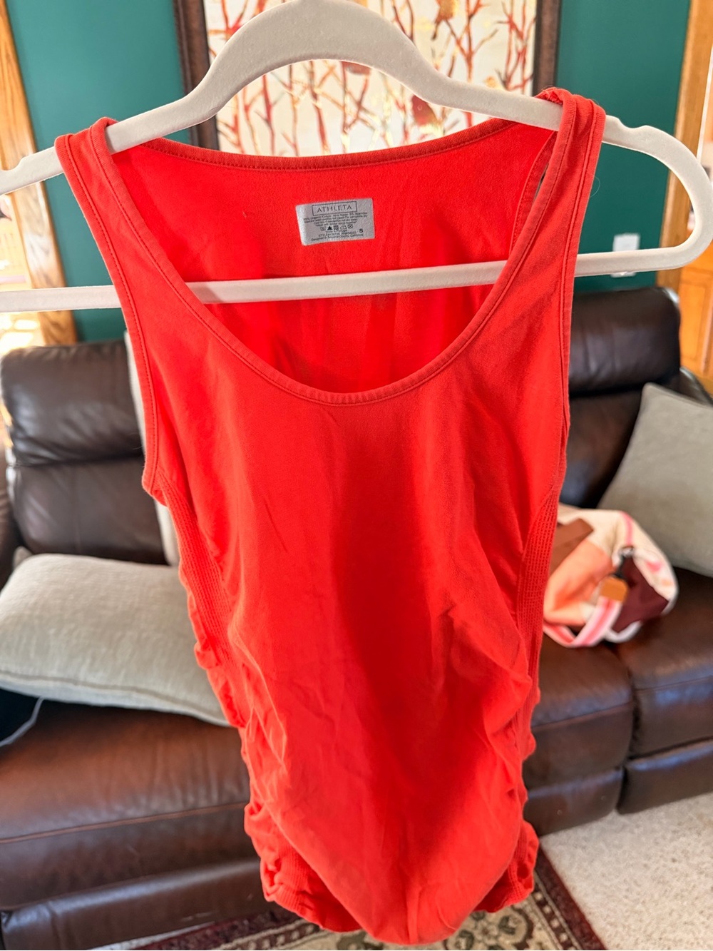 Athleta Coral-Red Scoop Neck Tank Top